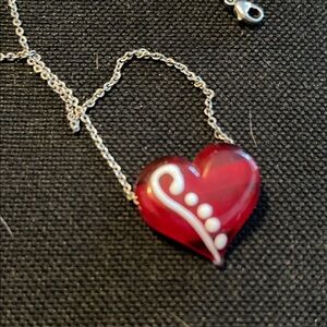Charming Red Heart Necklace with Silver Chain